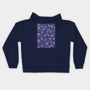 Beautiful Paisley Floral Pattern - Blue and White Kids Hoodie
